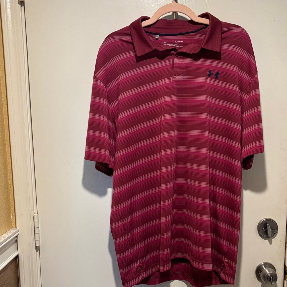 Under Armour Men's Polo Shirt -Pink Stripes